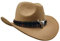 Yosang Wide Brim Herren- und Damen-Western-Outback-Cowboyhut mit Metallstierkopf