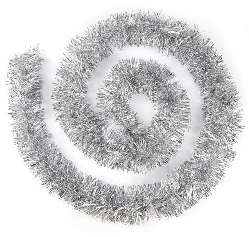 Brinny 10 Stück 2m Weihnachten Lametta Girlande Twist Glänzend Metallisch Weihnachtsbaum Schmuck Hängende Dekoration für Kranz Hochzeit Geburtstag Party Festival - Silber