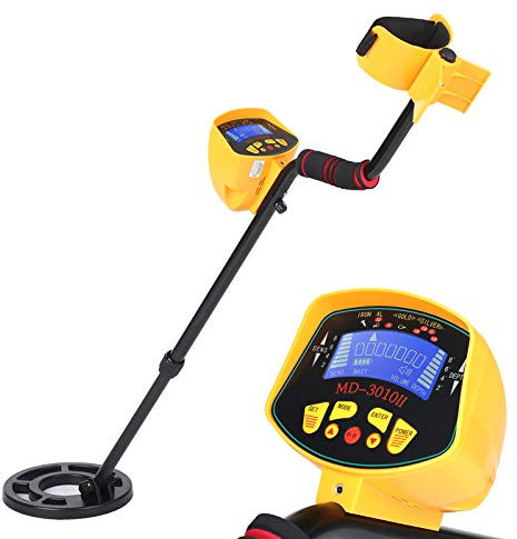 VISLONE Hochempfindlicher Hochleistungs-Metalldetektor MD3010II Unterirdischer Metalldetektor Goldgräber Treasure Hunter Metallfinder Schatzsuchwerkzeug mit Kunststoffschaufel und Rechen