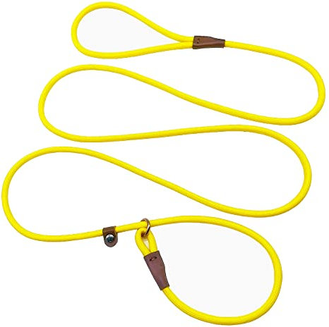 MayPaw Slip Lead Control Leash for Dogs No Pull, 13+ Colors Classic Dog Lead 7 FT Pet Slip Leash, 1/4” Rope Leashes for Small Medium Animals (7ft*1/4, Yellow)