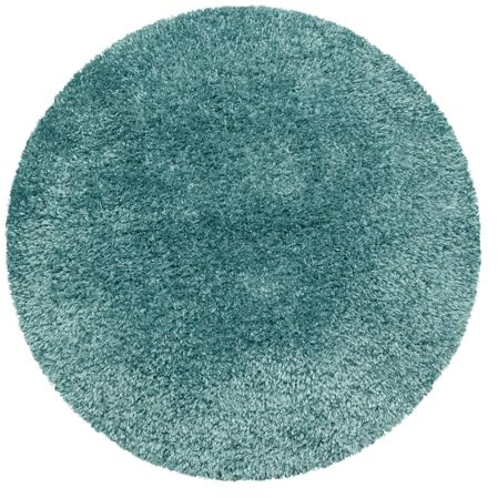 Carpetsale24 Teppich Wohnzimmer Shaggy Einfarbig Design 80 cm Rund Aqua Blau - Hochflor Teppich Schlafzimmer Luxuriöse Kuschelig und Super Weich Langflor 50 mm Florhöhe - Flauschiger Teppich Runder