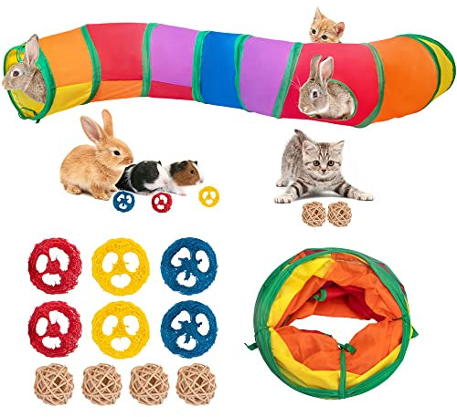 Lapin Jouets Tunnel Jouets pour Animaux Petit Animal Tunnels d'Activité Tubes pour Lapins Jeu Jeux Lapin Nain Cochons d'Inde Crinkle Pliable