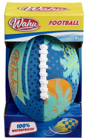 WAHU Balón de fútbol Americano (9 Pulgadas), 100% Impermeable, para Todo Tipo de Clima, con Cordones Reales, Ideal para jardín o Playa, a Partir de 5 años