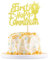 Blumomon 1Pc First Holy Communion Cake Topper Glitter Christian Baby Baptism Cake Pick God Bless Cake Decorations for First Communion Theme Baby Shower Birthday Party Supplies Gold