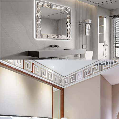 QUIETART 15Pcs Mirror Stickers Wall Stickers Removable & Waterproof Peel and Stick Backsplash for Kitchen Room Decor Aesthetic Ceiling Decorations for Bedroom Bathroom Living Room Background Decor