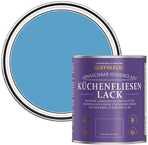 Rust-Oleum Blue water resistant Kitchen Tile Paint in Satin Finish - Cerulean 750ml
