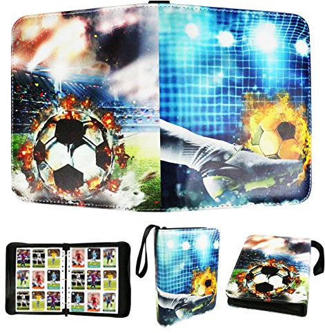 Karten-Sammelalbum,9 Taschen, 50 Seiten, Kapazität für 900 Karten, , Album für Sammelkarten ,Trainer Sammelkartenalben，Zur Aufbewahrung von Sammelkarten,Brettspielkarten. (Fußball-L)