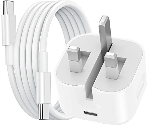 Rvntop iPad Pro Charger and Plug,20W USB C Fast Wall Charger 2M Type C to Type C Charging Cable UK Adapter iPad Pro 12.9''/5/4/3 Gen, iPad Pro 11 3/2/1 Gen, iPad Air 4/5 Gen,Galaxy S22,Note 20,Pixel