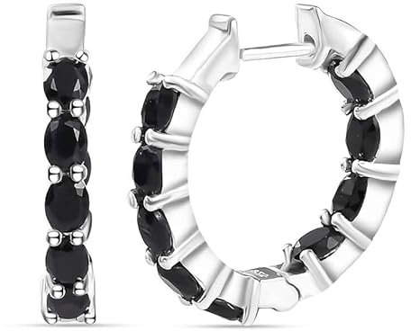 SHOP LC Schwarze Saphir Creolen 925 Silber ca. 4 27 ct