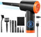 Compressed Air Cleaner for PC, Rechargeable Electric Air Duster with Led Light, 3 Speeds Max 91000RPM Cordless Air Blower for Keyboard Laptop Car and Home Use-Orange