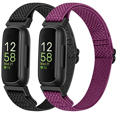 SHIJZWD Nylon Armband Kompatibel mit Fitbit Inspire 3/Inspire 2/Inspire/Inspire HR/Ace 3/Ace 2, Elastisches Verstellbares Ersatzarmband Dehnbare Sport Loop Armbänder für Damen Herren
