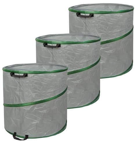 Schramm® 3 Stück Pop-Up Gartensäcke wählbar 85, 160 oder 280 Liter hellgrau sehr stabiles Polyester selbst aufstellend Gartensäcke Pop UP Garten Sack Säcke Big Bag, Größe:3 x 280 Liter