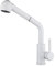 Grifo extraíble de cocina blanco de acero inoxidable, grifo telescópico de tubería, grifo de fregadero