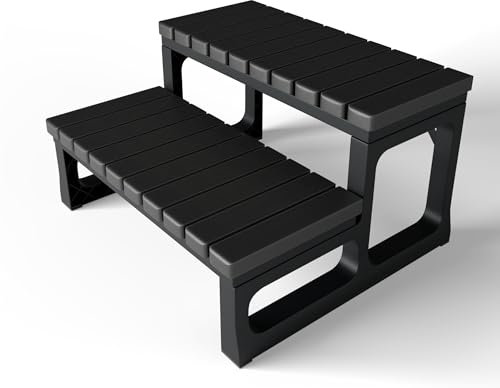 GREVO Whirlpool-Stufen/Spa-Stufen für runde oder gerade Spa, rutschfeste Stufen für Outdoor/Indoor (Schwarz)