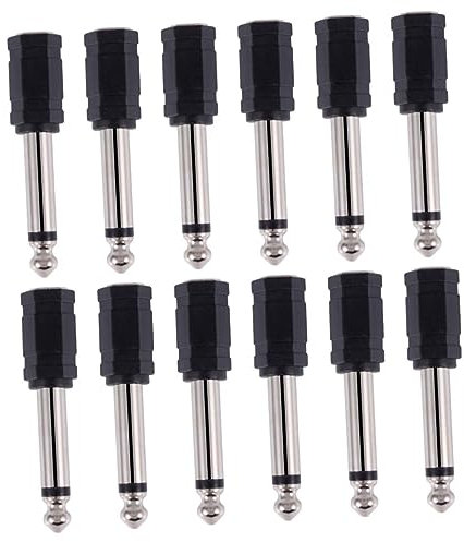 PartyKindom 12pcs 6.35mm to 3.5mm Jack Adapter Mono Plug to Headphone Jack Connector for Audio Mixer Amplifier Electric Piano Keyboard Plug and Play