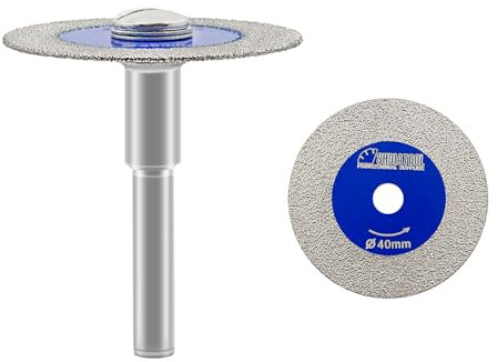 SHDIATOOL Disque de coupe diamantée pour verre, 2 pièces 40mm Mini lame de scie diamantée avec tige de 6mm pour carrelage céramique porcelaine marbre granit pierre artificielle sur perceuse pack de 2