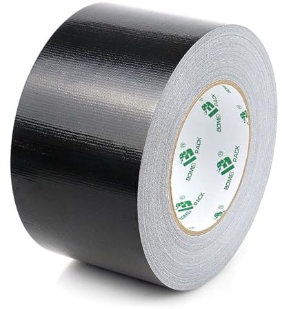 BOMEI PACK Black Wide Duct Tape Reinforced 75mm x 50m Waterproofs Heavy Duty Gaffer Tape for Pipelines Fixing Repairing DIY Craft Labeling,Carpet Edge Single Side Seam Sealing
