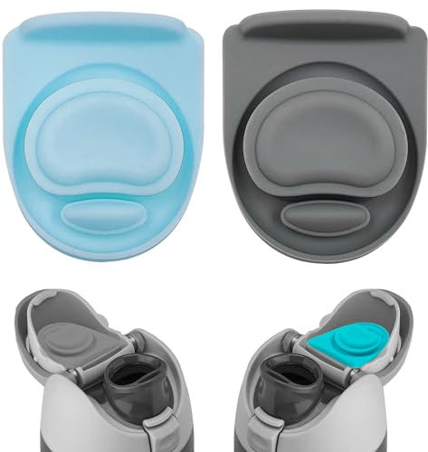 2pcs Replacement Stopper Compatible with Owala FreeSip 24oz 32oz, Water Bottle Top Lid Gasket Parts for Owala 19/24/32/40oz Water Bottle,Silicone Gasket Seal Bottle Cap Mouth Stopper Plug,Grey/Blue