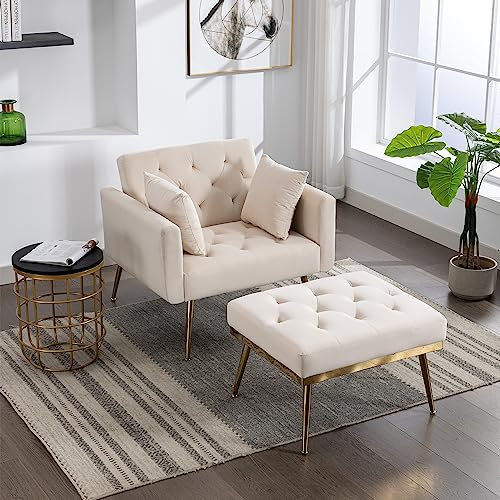 Aursrenty Akzentstuhl, Beige Samt, One Size