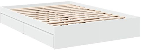 vidaXL Bettgestell, Bett mit Schubladen für Schlafzimmer, Bettrahmen mit Lattenrost, Schlafzimmerbett Doppelbett, Weiß 140x190cm Holzwerkstoff