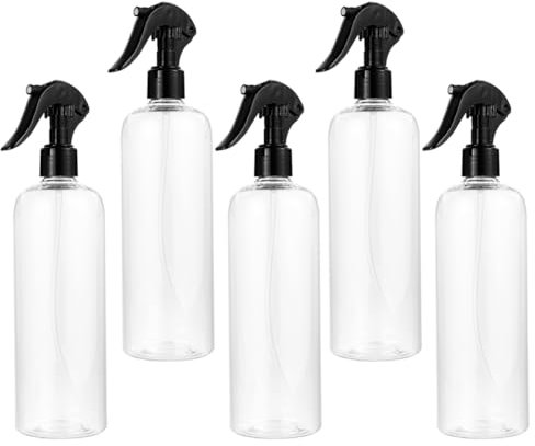 Beatifufu Schwarze Kunststoff Sprühflasche 500ml im 5 Stück für Kosmetik