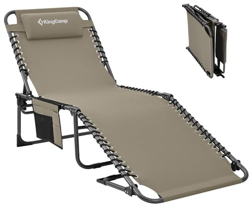 KingCamp Sonnenliege Liegestuhl Weston Camping Strand Liege Verstellbar Alu beige