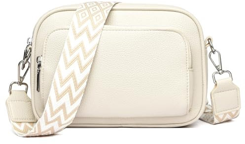 LUXCAELY Umhängetaschen Damen Schultergurten Damen Leder Bauchtasche Damen Crossbody Bag Damen Mode Hüfttaschen Breitem Schultergurt - Weiß