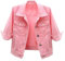 SPSMOKH Veste en jean courte à manches courtes pour femme - Manches 3/4 - Déchirée - Veste en jean d'aspect usé (rose, M)