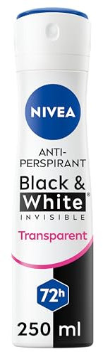 NIVEA Déodorant Spray Black & White Invisible (1 x 250 ml), déodorant femme anti-traces blanches et jaunes, anti-transpirant anti odeur & humidité, protection efficace 72 h, sans alcool