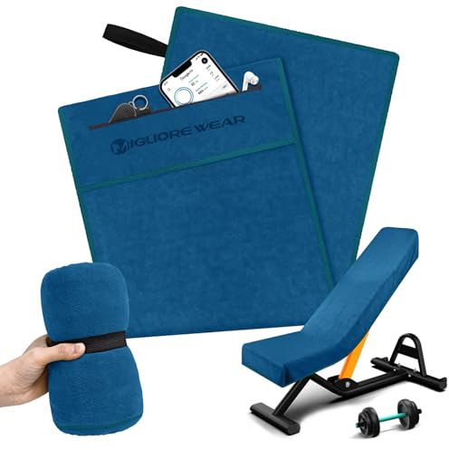 Migliore Wear Sporthandtuch Fitnessstudio,120x50cm Fitness Handtuch mit Reißverschlusstasche, Anti-Rutsch Schnelltrocknend Sport Handtuch für Gym Training