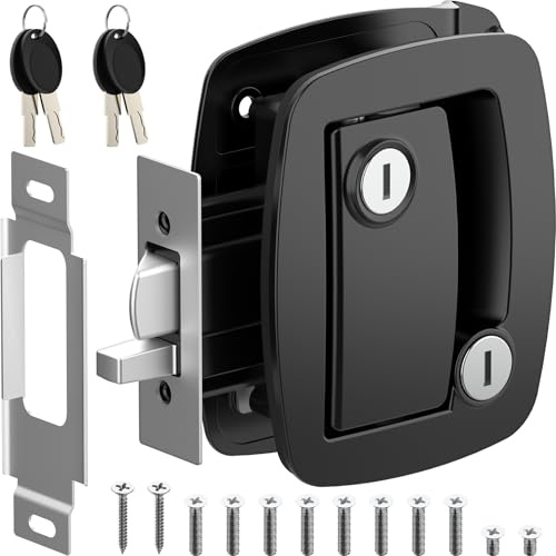 WELLUCK Verrou de porte d'entrée de camping-car avec pêne dormant à palette, poignée de loquet de porte de camping-car, kit de remplacement sécurisé pour camping-car, cheval, remorque, transporteur de