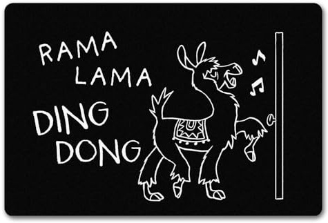 speecheese Rama Lama Ding Dong Alpaka Fußmatte in 40x60 cm ohne Rand Türmatte für Besuch Lachen Witziges Alpaka-Design Christkind Weihnachtsbaum