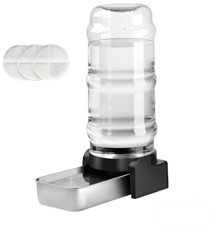 Marchul 7.2L Distributeur d'eau pour Chien Chat, Distributeur Eau Automatique par Gravité avec Gamelle INOX et 3 Filtres, Grande Capacité Distributeur Eau pour Animaux de Compagnie, sans Électricité