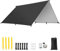 Rhino Valley Wasserdicht Zeltplane, 3x3M Große Outdoor Tarp mit Leichten Schnüren, Leichtes Tragbares Tarp Regen Camping Vordach für Wandern Reisen Rucksacktourismus, Schwarz