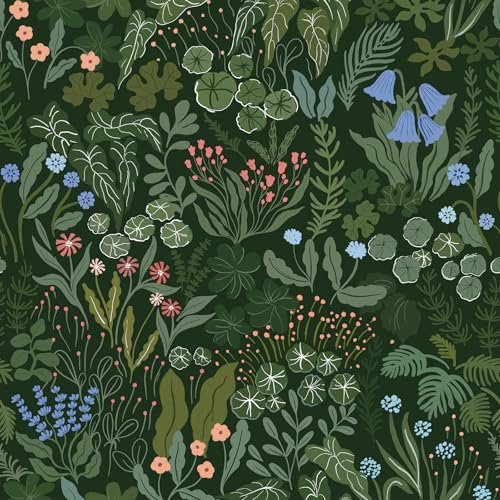 CiCiwind Peel and Stick Wallpaper Green Floral Contact Paper 17.32''×118.11'' Waterproof Self Adhesive Vinyl Thicken Sticky Back Plastic Removable Stick on Wallpaper for Wall Furniture Vinyl Wrap
