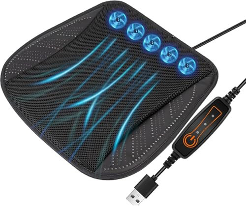 Autositz-Kühlkissen, belüftetes Sitzkissen, USB-Netzteil für Heimbüro, kühlendes Autositzkissen, Klimaanlage, Kühlkissen für Bürostuhl, LKW-Sitzkissen (schwarz)