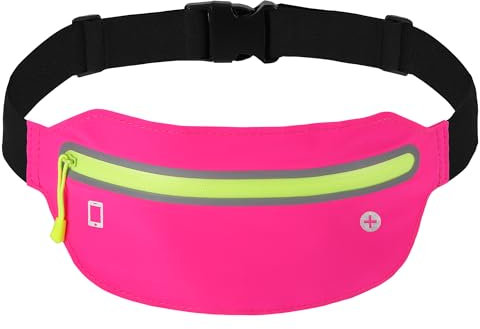 Peginmol Laufgürtel für Handy, Lauftasche Jogging wasserdichte, Hüfttasche für Running mit Reflektierende Streifen, Sportgürtel Running Belt zum Joggen, Fitness, für Fast Alle Smartphones, Rosenrot