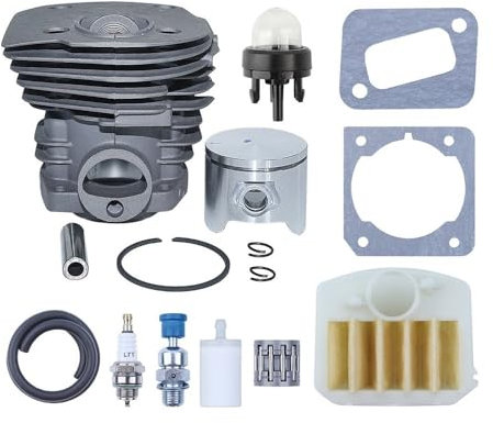 MIKFESPO 15pcs 44mm Cylinder Piston Kit For Husqvarna 350 351 353 346XP CS2150 Air Fuel Filter Line Decompression Valve Chainsaw Part