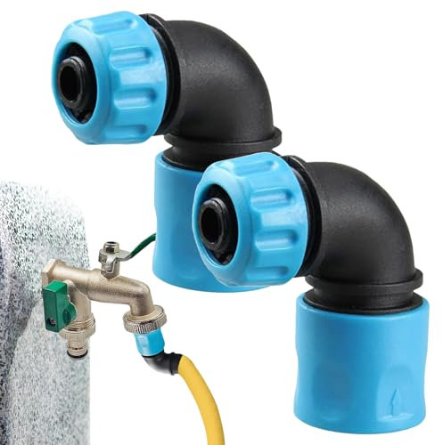 Garden Hose Coupling, Water Hose Fittings, 2.95x2.52 Inches, 2X Faucet Splitter Connector, 90 Degrees Curved Nozzle, Durable Adapter for Sprinkler System, Pipe Repair, Outdoor