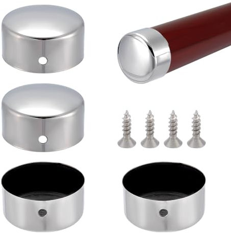 AHANDMAKER 4Pcs Stainless Steel Handrail End Cap, 49mm Inner Diameter Stair Round Handrail End Covers, Stainless Steel Cover Guardrail Fitting Metal Fence Post Caps for Guardrail Railing