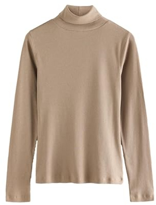 NEXT Damen Standard Langärmeliges Rippstrickoberteil mit Rollkragen
