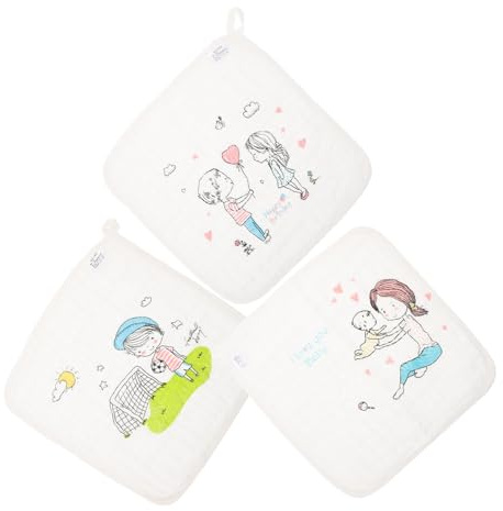 minkissy 3 Stück Spucktücher Baumwolle Weiche Saugfähige Babywaschlappen für Babypflege Vielseitige Tücher für Wickeln Baden und Fußball Herz