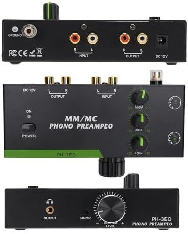 Plyisty Preamplificador de Fono para Platillo Giratorio, Mini Audio para el Hogar de Preamplificador para el Reproductor de Registro de Fonógrafo de (EU Enchufe 100‑240V)