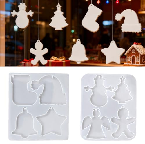 Silikonformen Weihnachten, Gießformen silikon Anhänger, Weihnachtsbäume Epoxidharz Formen für Weihnachtsdekoration, Weihnachten Formen Mold, gips gießformen für DIY Schlüsselanhänger Ornament Geschenk