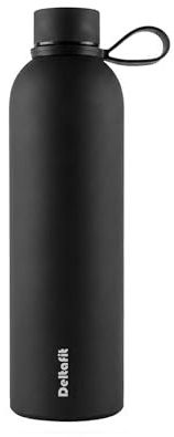 Deltafit 750ml Insulated Stainless Steel Water Bottle – Vacuum Flask for Gym, Sports, School & Office – Leakproof, Double Walled, BPA-Free Metal Drinks Bottle – Keeps Hot & Cold(Black)