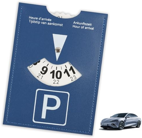 LifgWas Deutsch Parkscheibe aus PU-Kunstleder, Blaue Maxi Parkscheiben 11x15cm für Zone Blaue Parken, Europäische Norm Parkuhr mit Ankunftszeitanzeige, Weiche Oberfläche