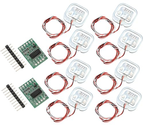 DEWOTHV 8 Stück Halbbrücken Wägezelle 50kg und 2 Stück HX711 Modul, 24 Bit AD Verstärker Gewichtungssensor Kit, Dehnungsmessstreifen für Körperwaage for Arduino DIY