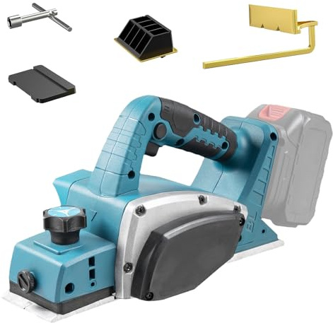 Akku-Hobel Kompatibel mit Makita 18V Akku, Handhobel Elektrisch 15000RPM, Hobelbreite 82 mm, Spantiefe 2 mm, Elektrischer Hobel für Holzbearbeitung (Ohne Akku)