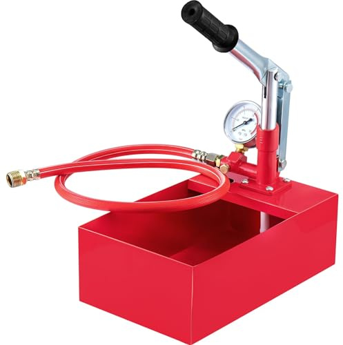 GREENSAPPIRE 5 Liter Manuelle Abdrückpumpe 25 Bar – Prüfpumpe mit 1/2 Hochdruckschlauch, Handpumpe Befüllpumpe für Heizung & Wasser, Dichtheitsprüfung und Drucktest (Gelb) (Rot)