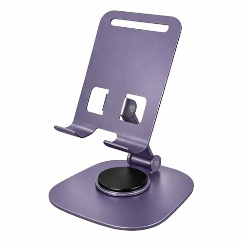 Boulton Foldable Phone Stand - 360° Rotatable Phone Holder Stand - Adjustable, Portable, Multi-Angle Aluminium Holder for Smartphones & Tablets - Desk & Travel Stand for Hands-Free Viewing (Purple)